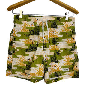 Bather Swim Trunks Mens Small Green Shorts Grasslands Pond Beach Outdoors Mesh